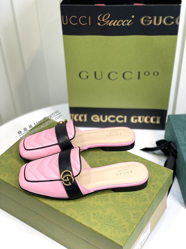 gucci羊皮半拖鞋 古馳22新款Gucci經典平底拖 dx3290
